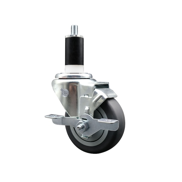 3.5'' SS Thermoplastic Rubber Swivel 1-3/8'' Expanding Stem Caster with Brake